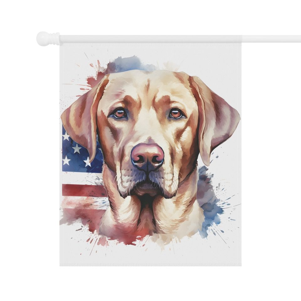 Patriotic Yellow Lab July 4th Memorial Day Garden