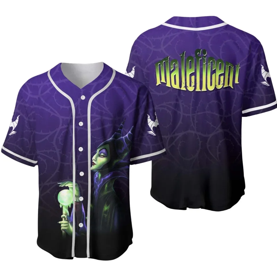 Maleficent Villains Sleeping Beauty Baseball Jersey Button Down Shirt