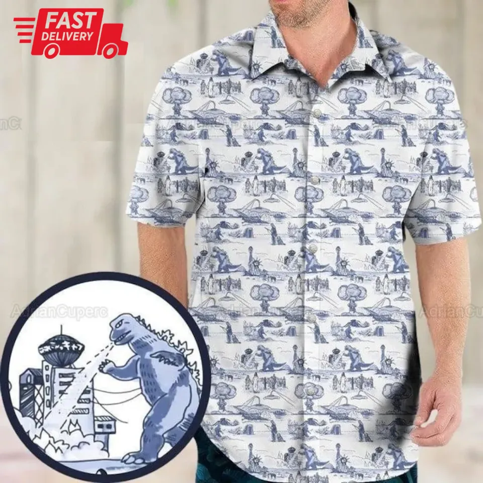god zilla Movie Hawaii Button Shirt, god zilla Lover Shirt