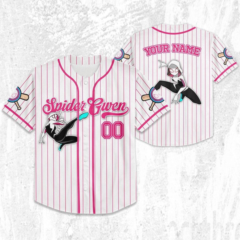 Custom Disney Spiderman Spiderverse SpiderGwen Baseball Jersey
