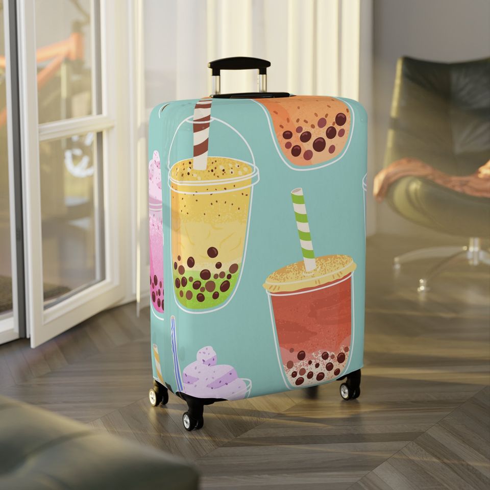 Bubble Tea Inspired Luggage Cover, Summer Vacation, Summer Trip