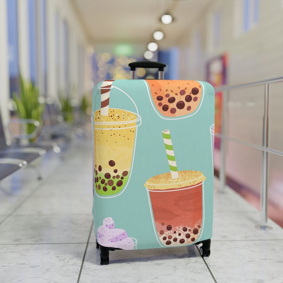 Bubble Tea Inspired Luggage Cover, Summer Vacation, Summer Trip