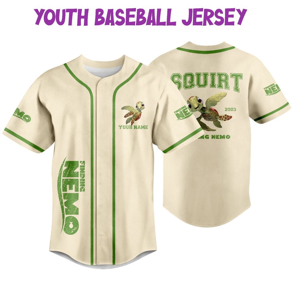 Personalized Disney Finding Nemo Vintage Squirt, Disney Baseball Jersey Sports