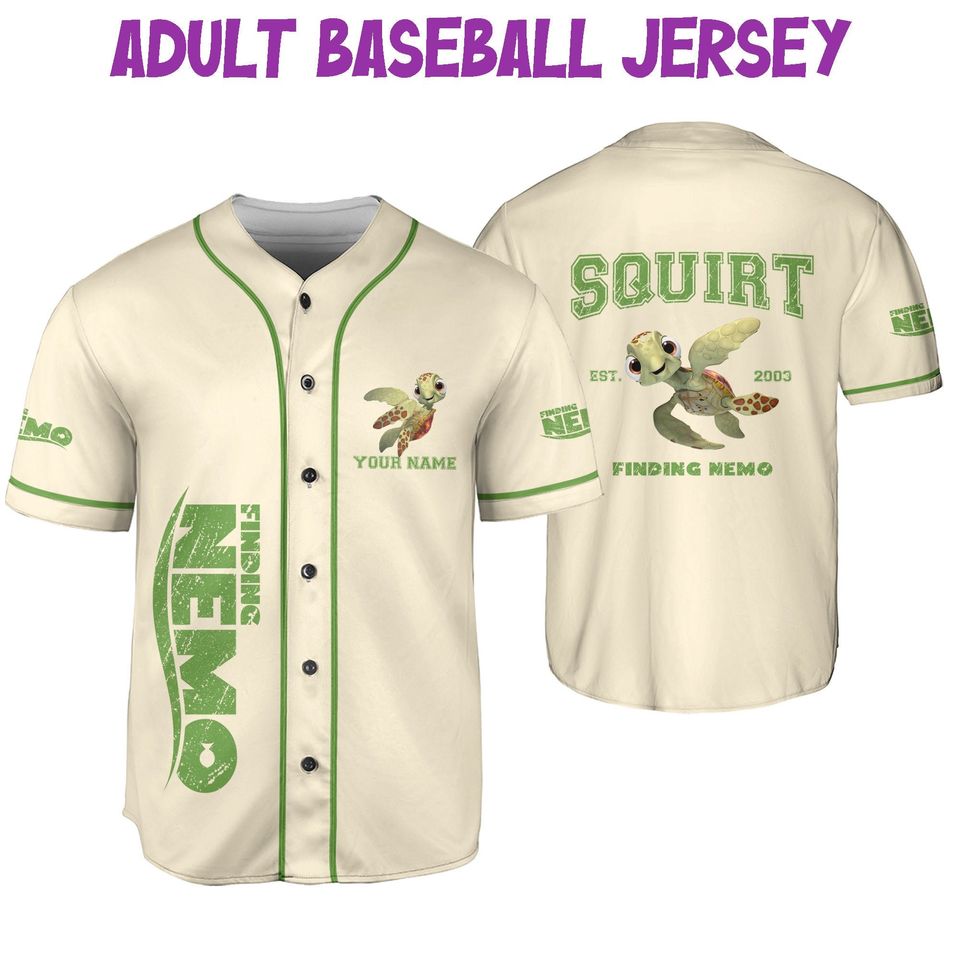 Personalized Disney Finding Nemo Vintage Squirt, Disney Baseball Jersey Sports