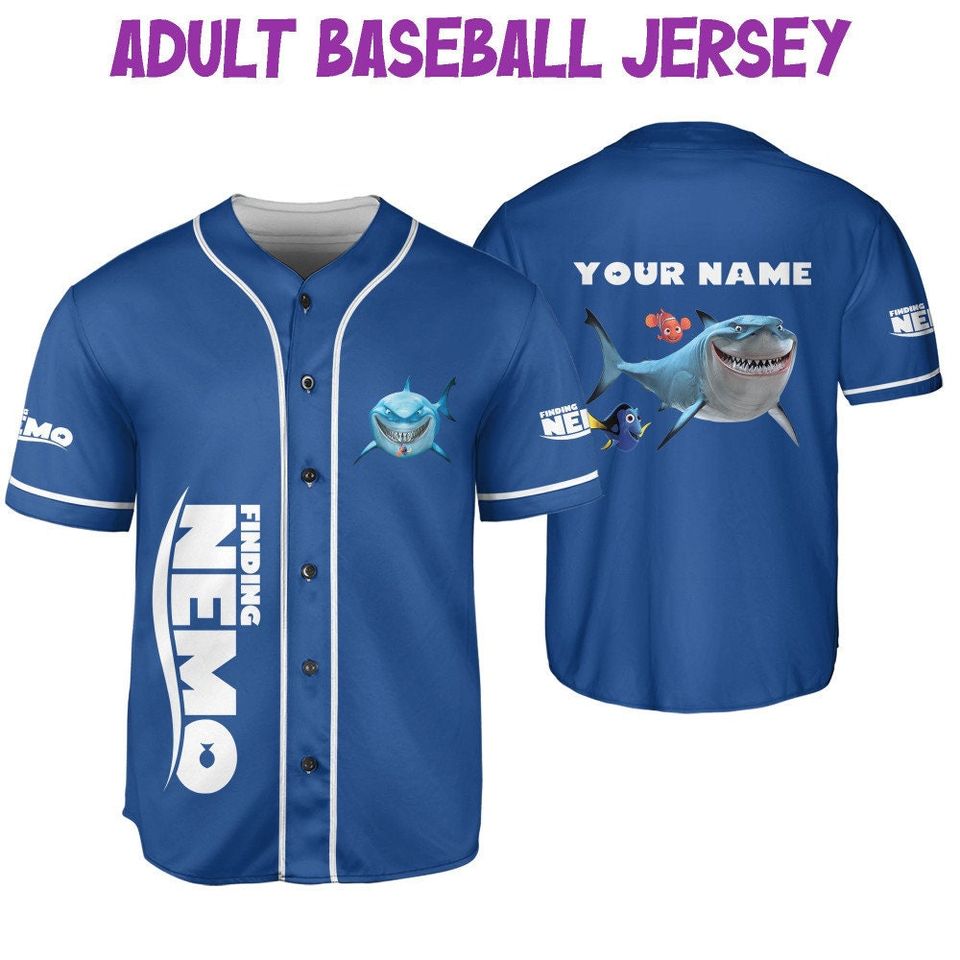 Personalized Disney Finding Nemo Dory And Bruce, Disney Baseball Jersey Sports