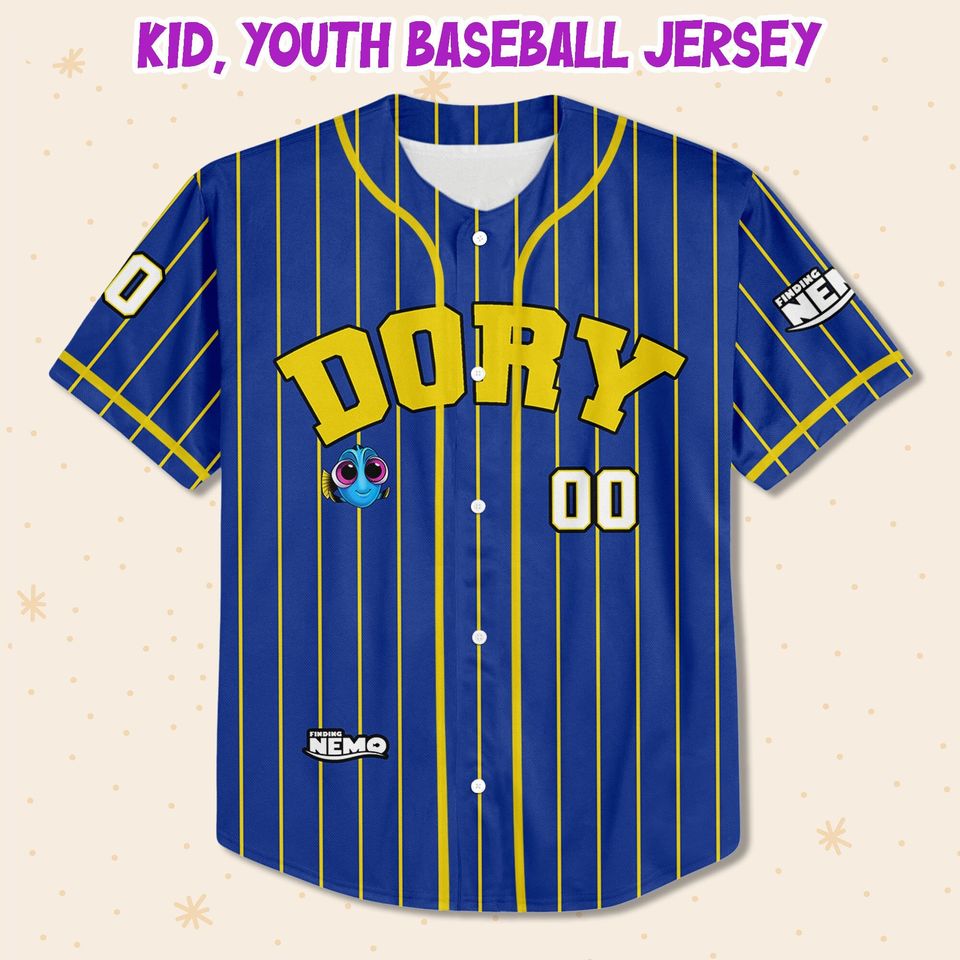 Personalize Finding Nemo Baby Dory Blue Jersey, Disney Baseball Jersey Sports
