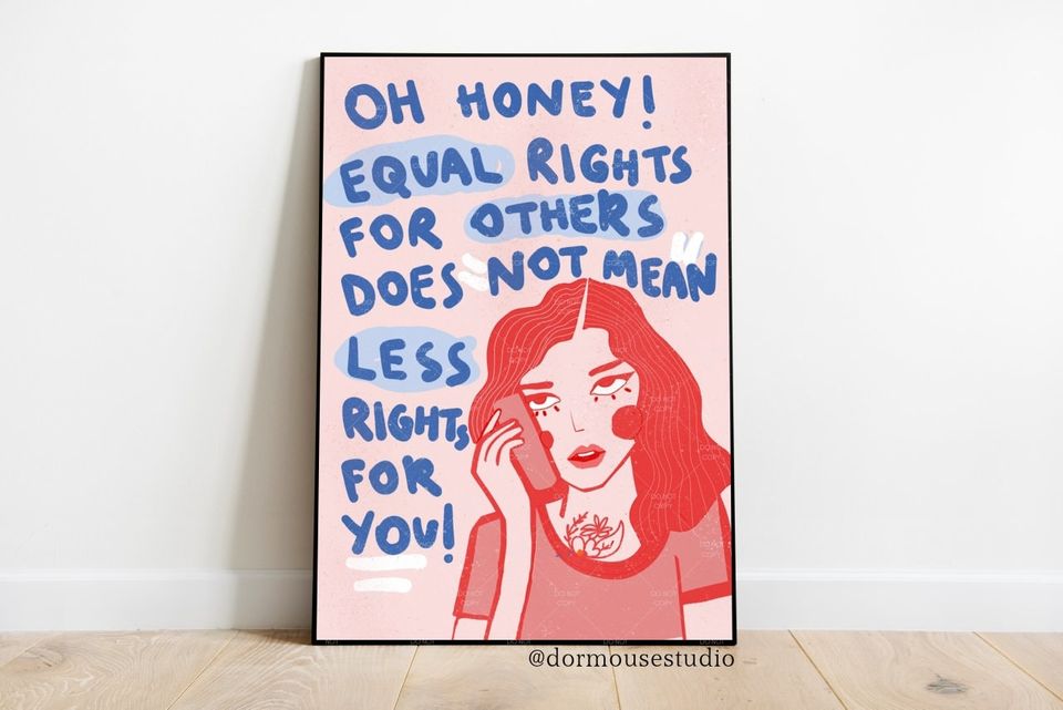 Equality Poster | Equal Rights Art Print | Retro Home Decor