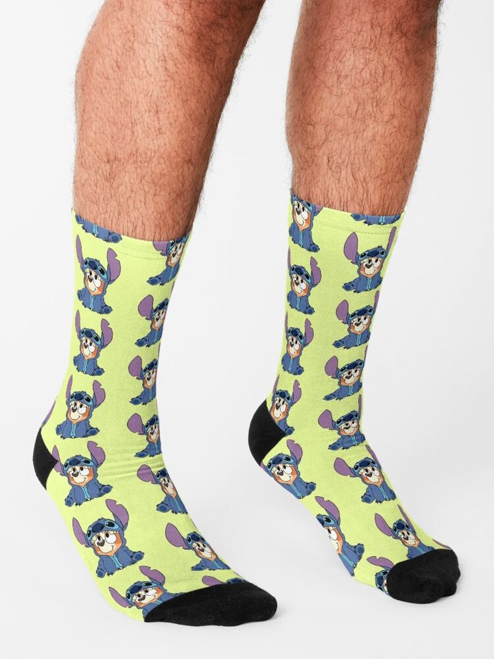 Bingo in Stitch BlueyDad Socks