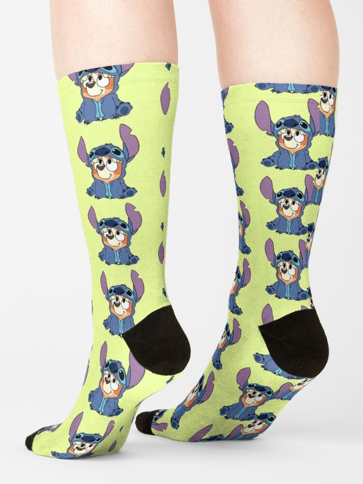 Bingo in Stitch BlueyDad Socks
