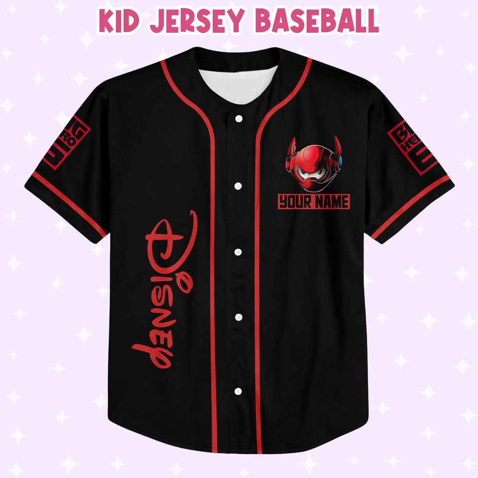 Personalized Disney Big Hero 6 BayMax Strong Baseball Jersey, Custom Big White Robot