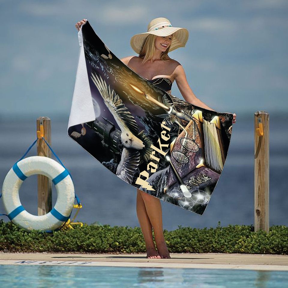 Magic Wizard, Custom Starry Night Towel, Valentine's Day Gift, Wizard Towel, Magic School