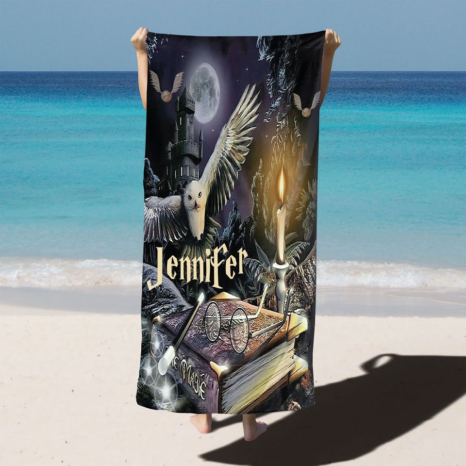 Magic Wizard, Custom Starry Night Towel, Valentine's Day Gift, Wizard Towel, Magic School