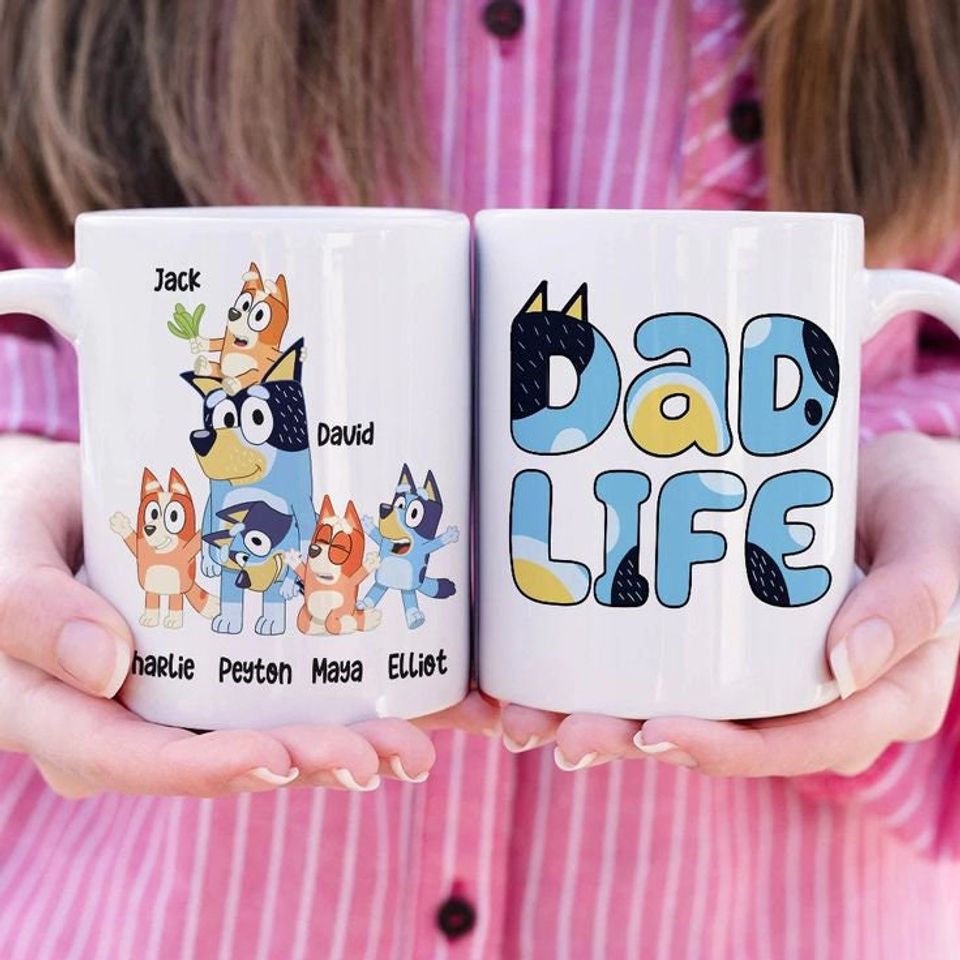 Personalized BlueyDad Dad Life Mug, BlueyDad Dad Mug Father's, Bandit Heeler Mug