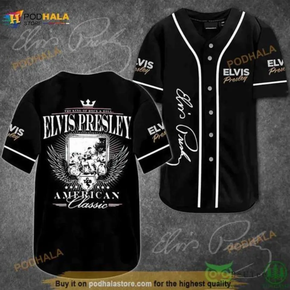 Personalized! Elvis Presley American Classic Black Jersey , Comfortable Short Sleeves