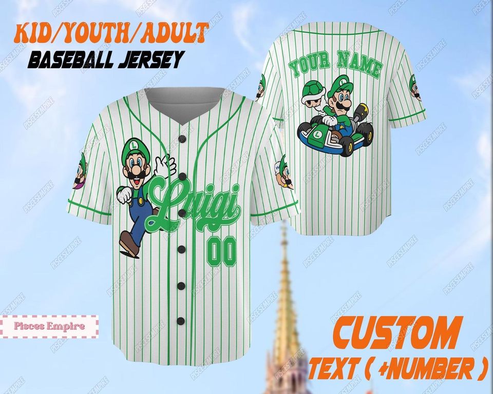 Toad Yoshi Baseball Jersey, Super Mario Jersey Comfortable Short Sleeve