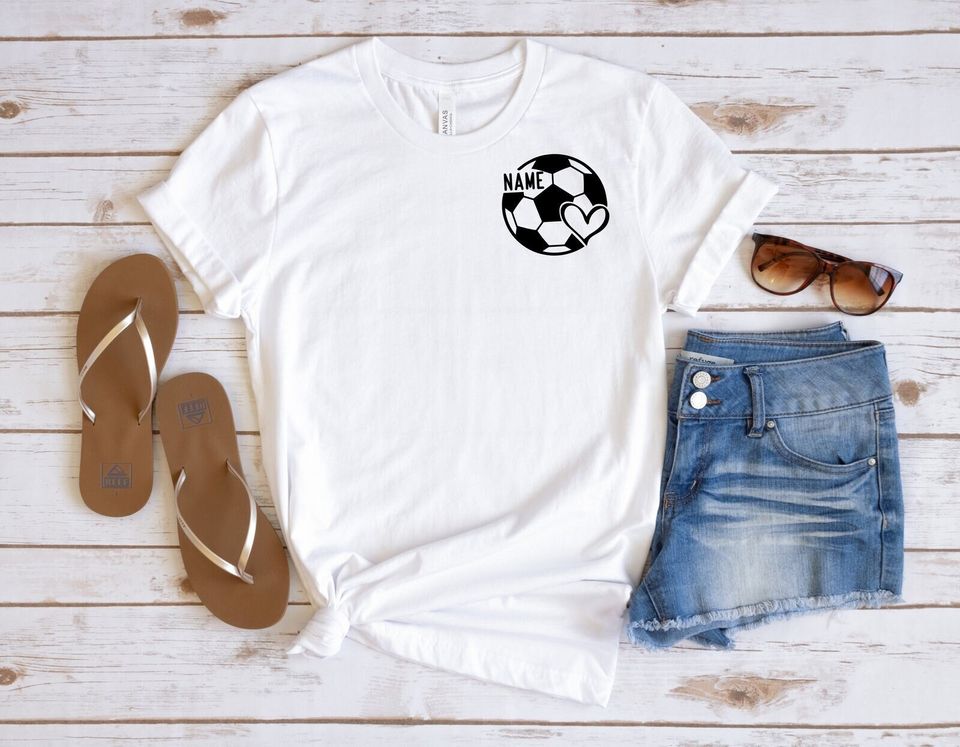 Personalized Name Soft Cotton Tee, Short Sleeve Shirt For Game Day, Soccer Team Shirt, Summer Fashion