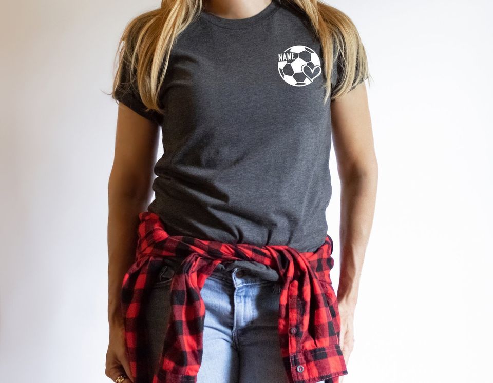 Personalized Name Soft Cotton Tee, Short Sleeve Shirt For Game Day, Soccer Team Shirt, Summer Fashion
