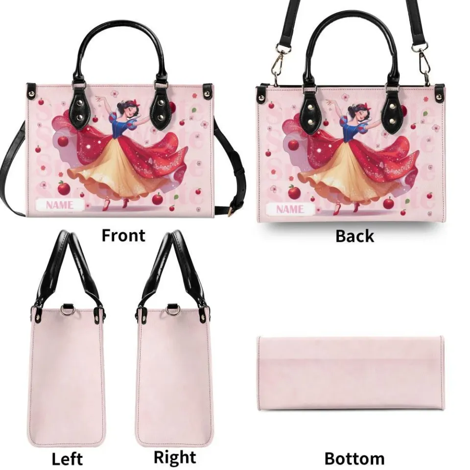 Personalized Snow White Leather Handbag,  Disney Leather Handbag