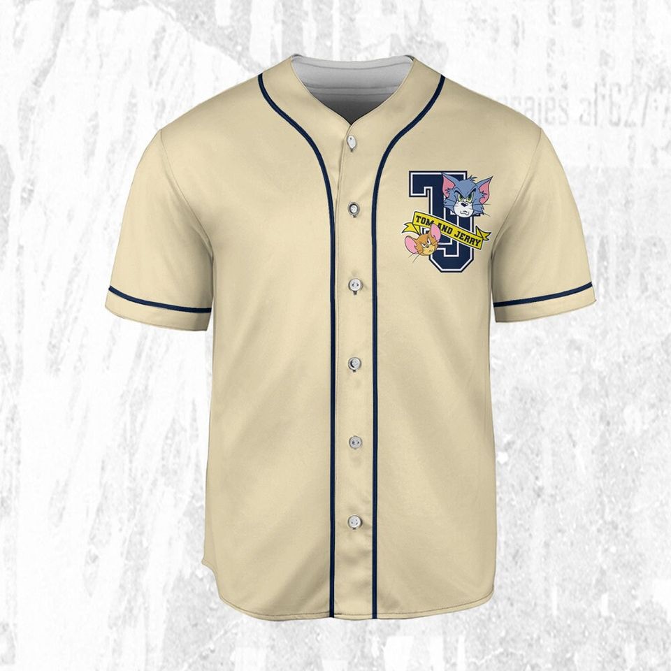 Personalize Tom & Jerry Grumpy Face Baseball Jersey | Polyester Fabric | Comfortable | Good anti-wrinkle | Gift For Father | All Size Available