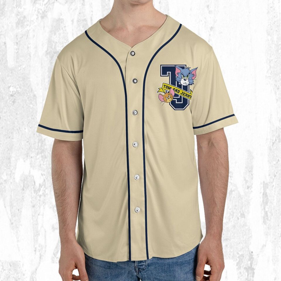 Personalize Tom & Jerry Grumpy Face Baseball Jersey | Polyester Fabric | Comfortable | Good anti-wrinkle | Gift For Father | All Size Available