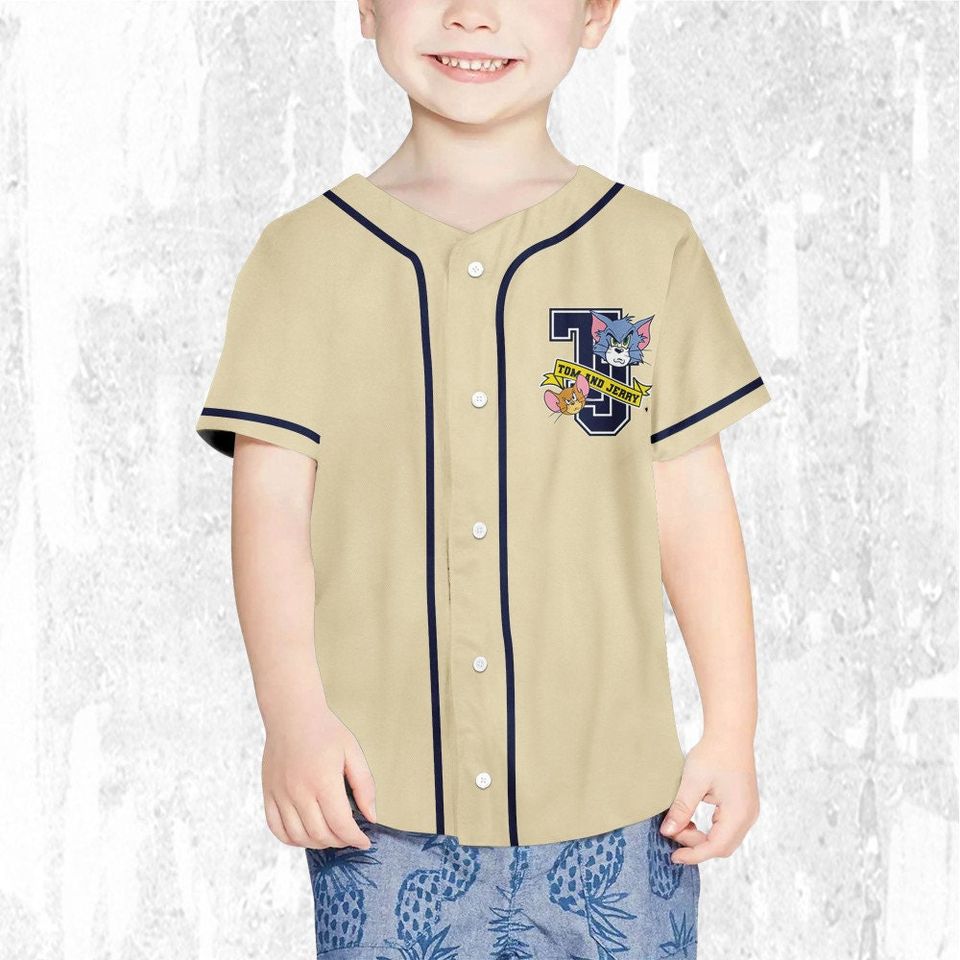 Personalize Tom & Jerry Grumpy Face Baseball Jersey | Polyester Fabric | Comfortable | Good anti-wrinkle | Gift For Father | All Size Available
