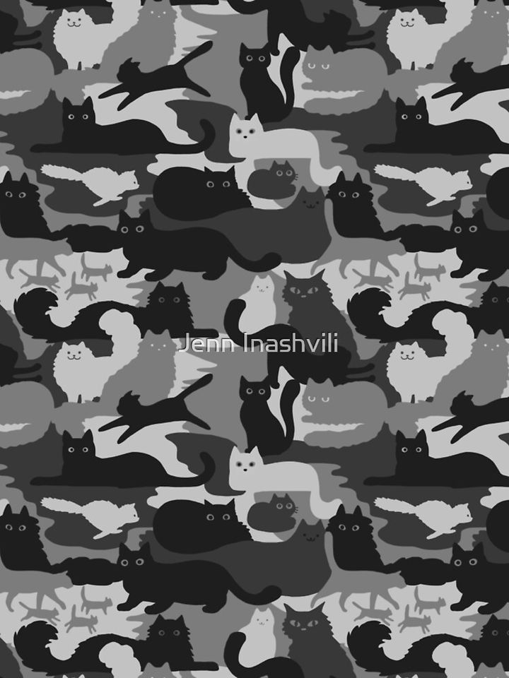 Camouflage Pattern with Cats | Grey and Black Cats Camo Leggings