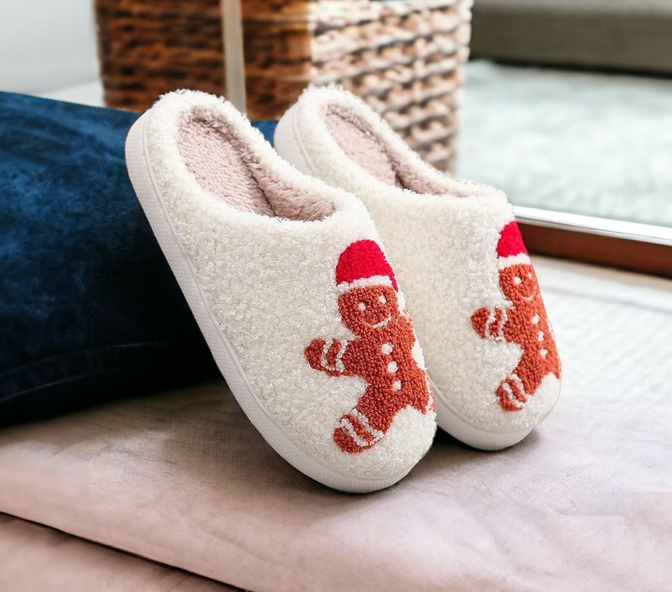 Ginger Bread Slippers | Christmas Slides | Cute, Funny House Slippers for Advent Time