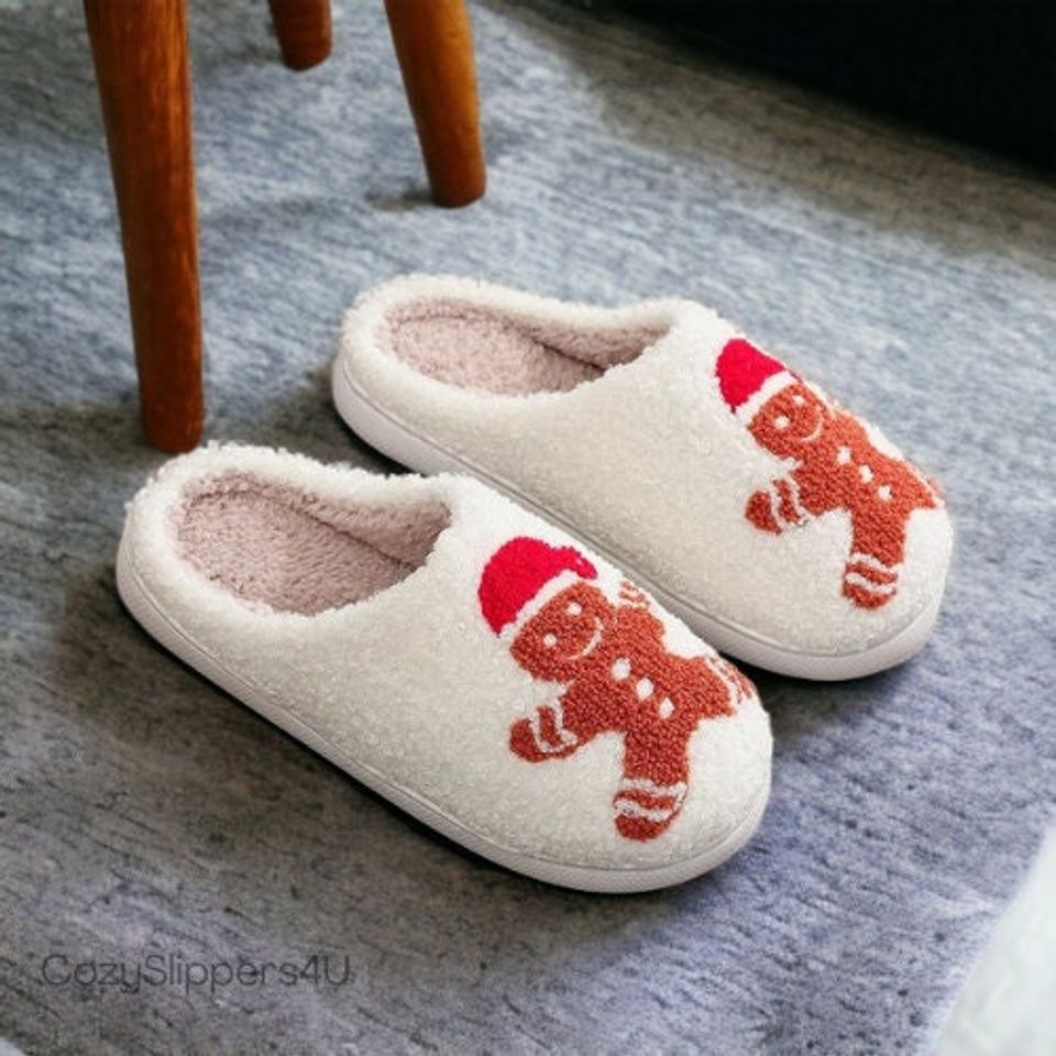Ginger Bread Slippers | Christmas Slides | Cute, Funny House Slippers for Advent Time