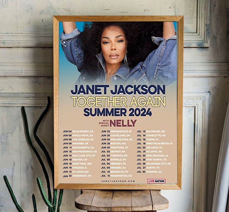 Janet Jackson Together Again Summer Tour 2024 Poster  Minimalist Poster, Birthday Gifts, Home Decor, Fan gifts, unframed poster