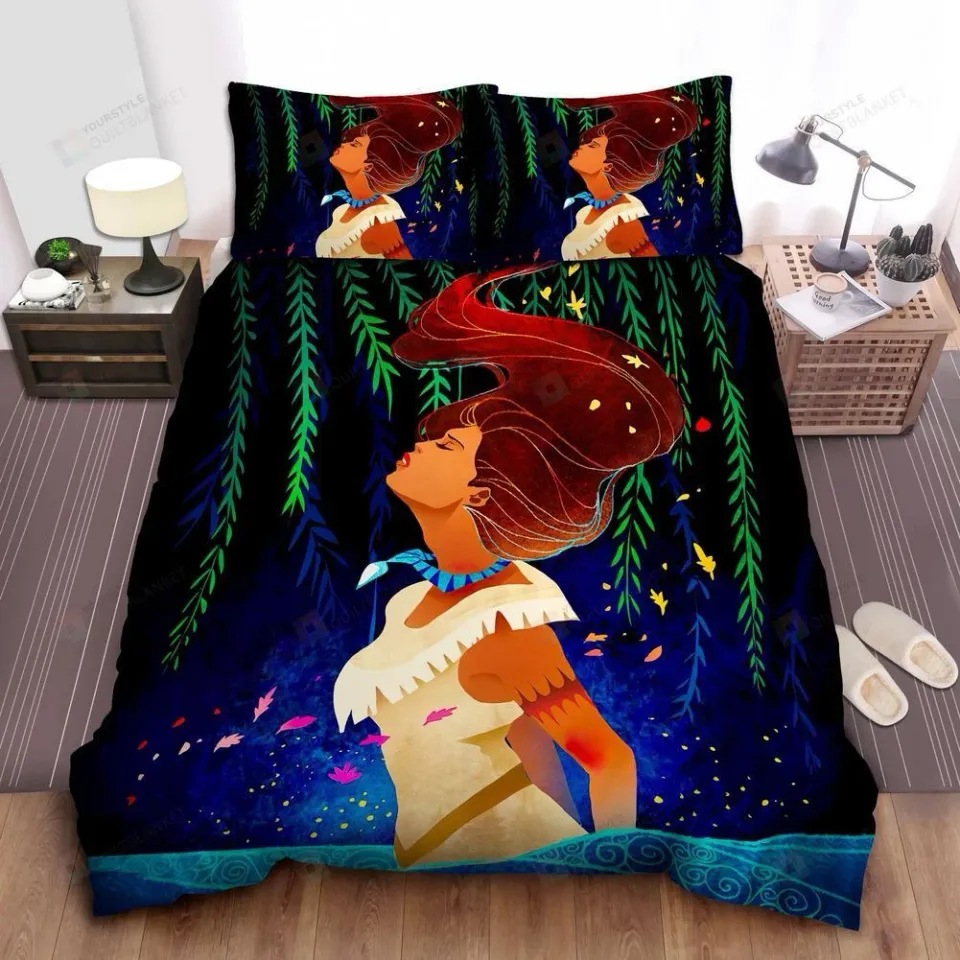 Disney Princess Pocahontas In Spring Art Quilt Duvet Cover Set Pillowcase King Bedding Set