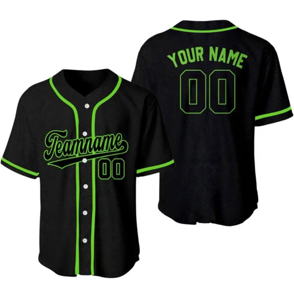 Custom Black Black-Neon Green Snakeskin Baseball Jersey S-5XL