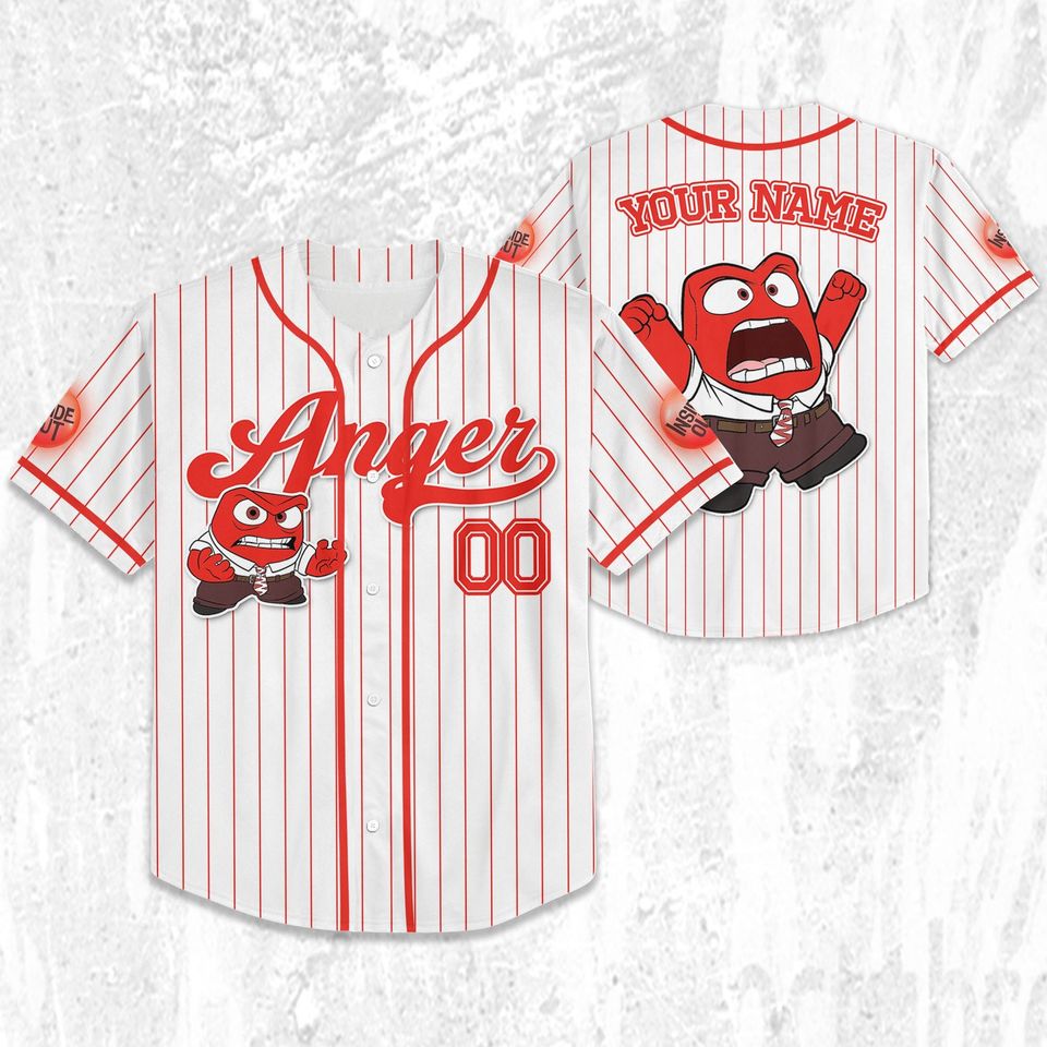 Custom Disney Inside Out Anger Simple Baseball Jersey, Disney Baseball Jersey