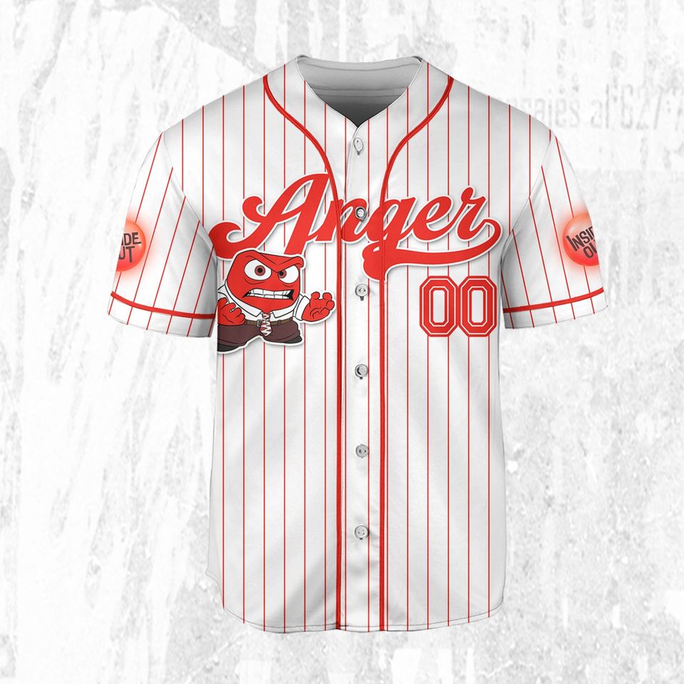 Custom Disney Inside Out Anger Simple Baseball Jersey, Disney Baseball Jersey
