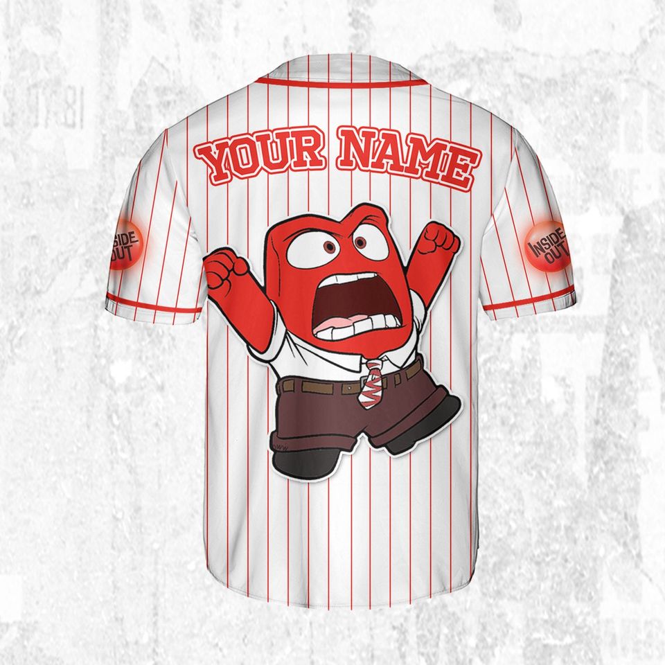 Custom Disney Inside Out Anger Simple Baseball Jersey, Disney Baseball Jersey