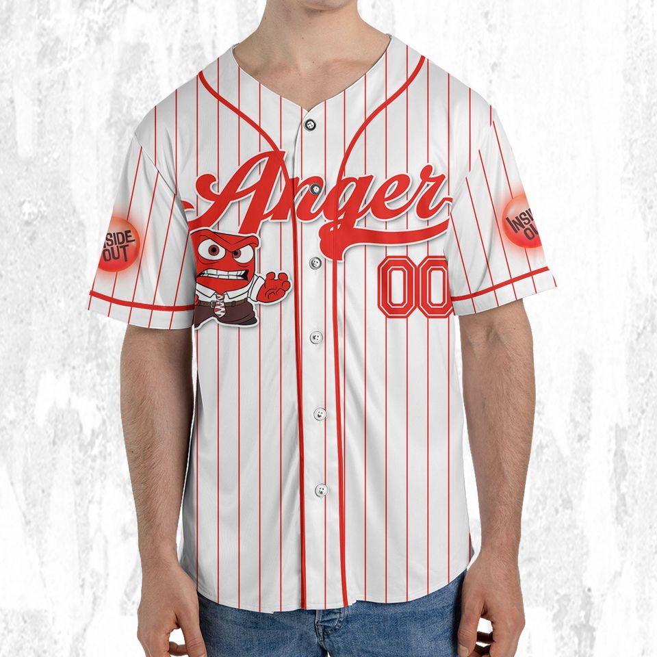 Custom Disney Inside Out Anger Simple Baseball Jersey, Disney Baseball Jersey