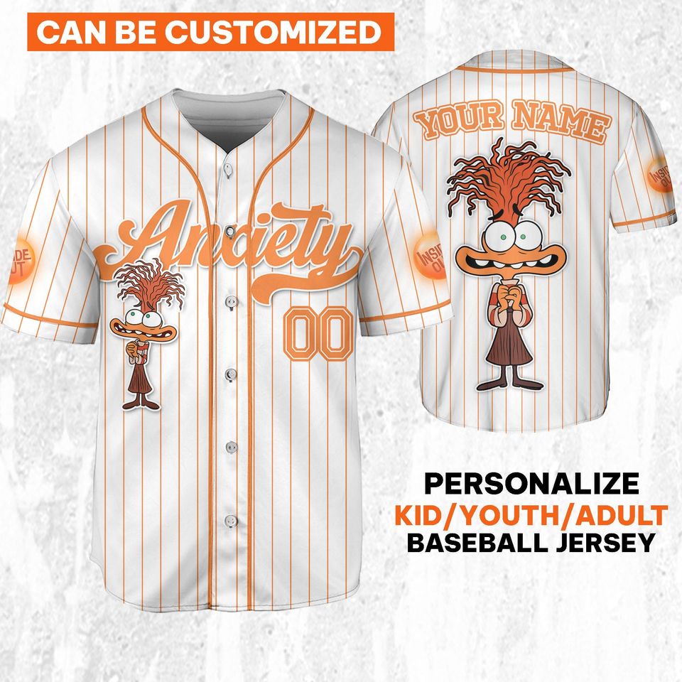 Custom Disney Inside Out Anxiety Simple Baseball Jersey, Disney Baseball Jersey