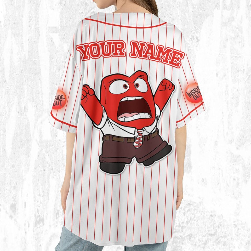 Custom Disney Inside Out Anger Simple Baseball Jersey, Disney Baseball Jersey