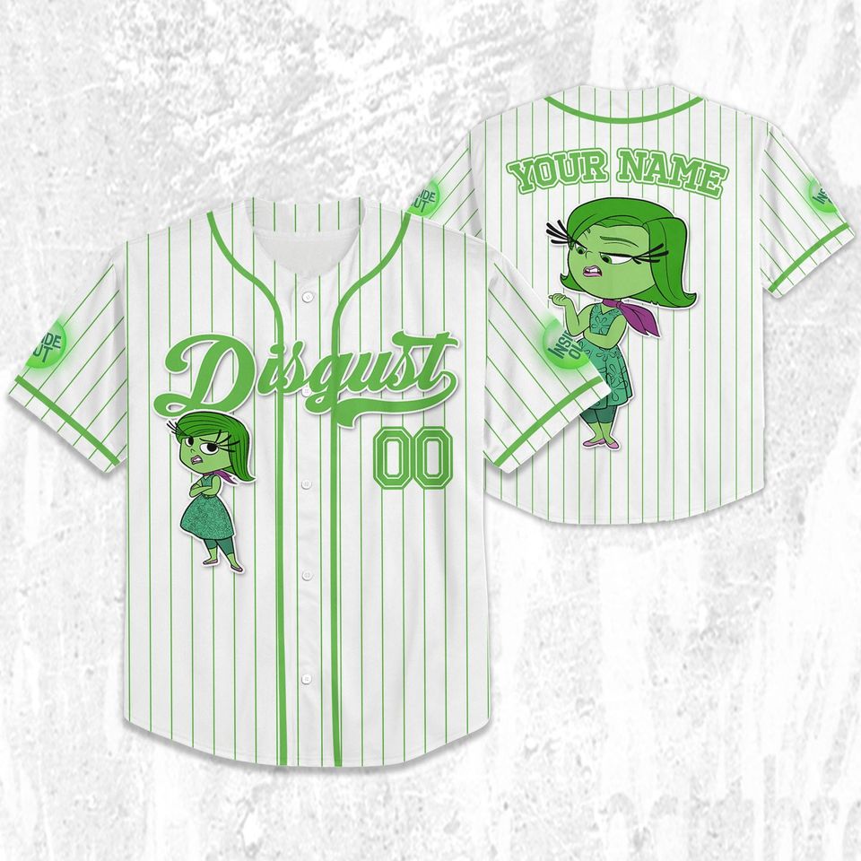 Custom Disney Inside Out Disgust Simple Baseball Jersey, Disney Baseball Jersey, Inside Out 2 Athletic Jersey