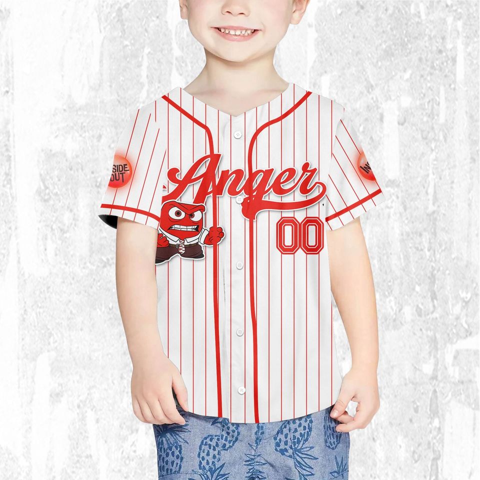 Custom Disney Inside Out Anger Simple Baseball Jersey, Disney Baseball Jersey