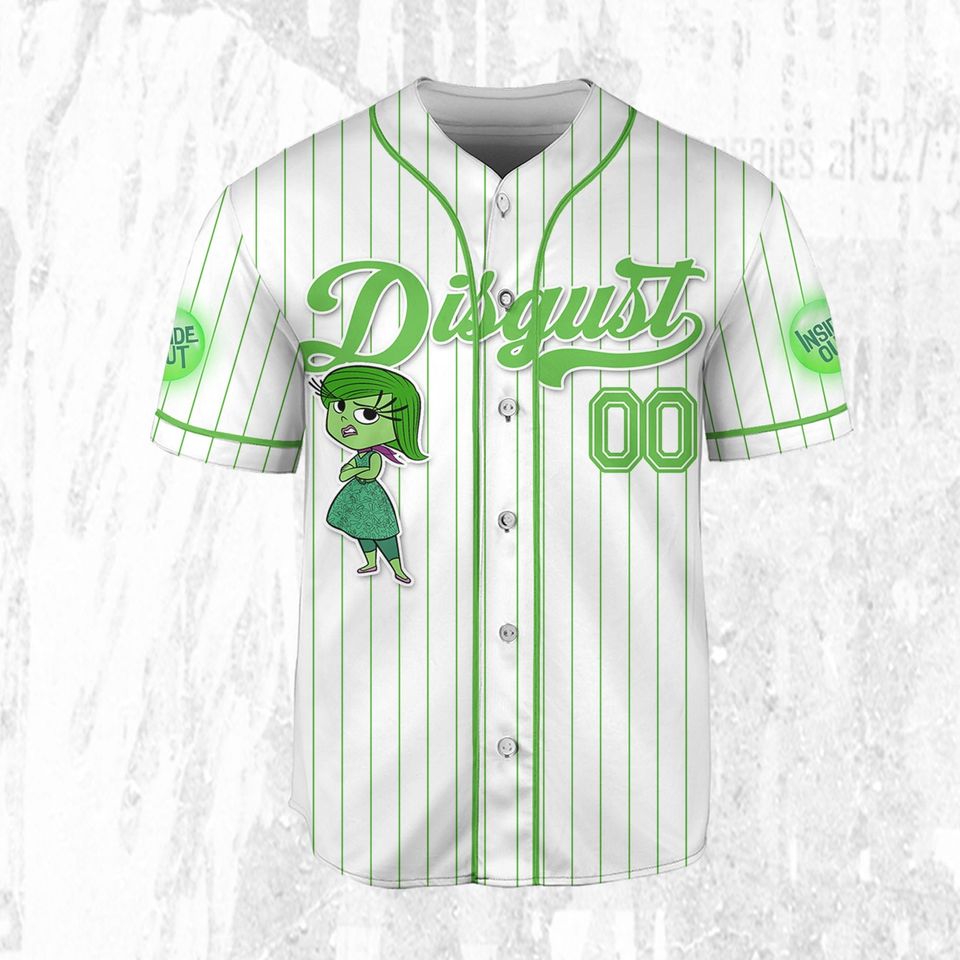 Custom Disney Inside Out Disgust Simple Baseball Jersey, Disney Baseball Jersey, Inside Out 2 Athletic Jersey
