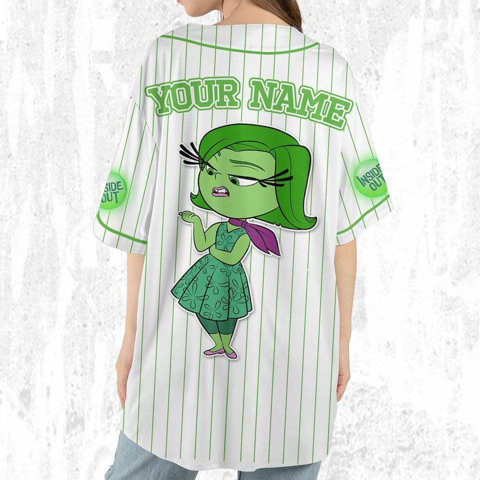 Custom Disney Inside Out Disgust Simple Baseball Jersey, Disney Baseball Jersey, Inside Out 2 Athletic Jersey