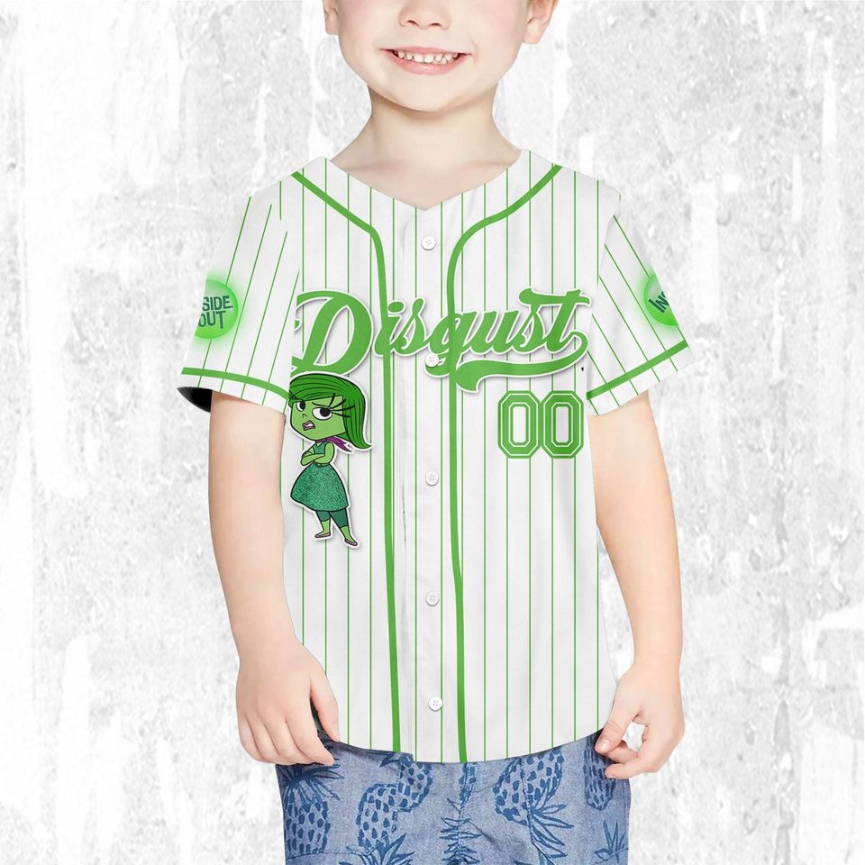 Custom Disney Inside Out Disgust Simple Baseball Jersey, Disney Baseball Jersey, Inside Out 2 Athletic Jersey