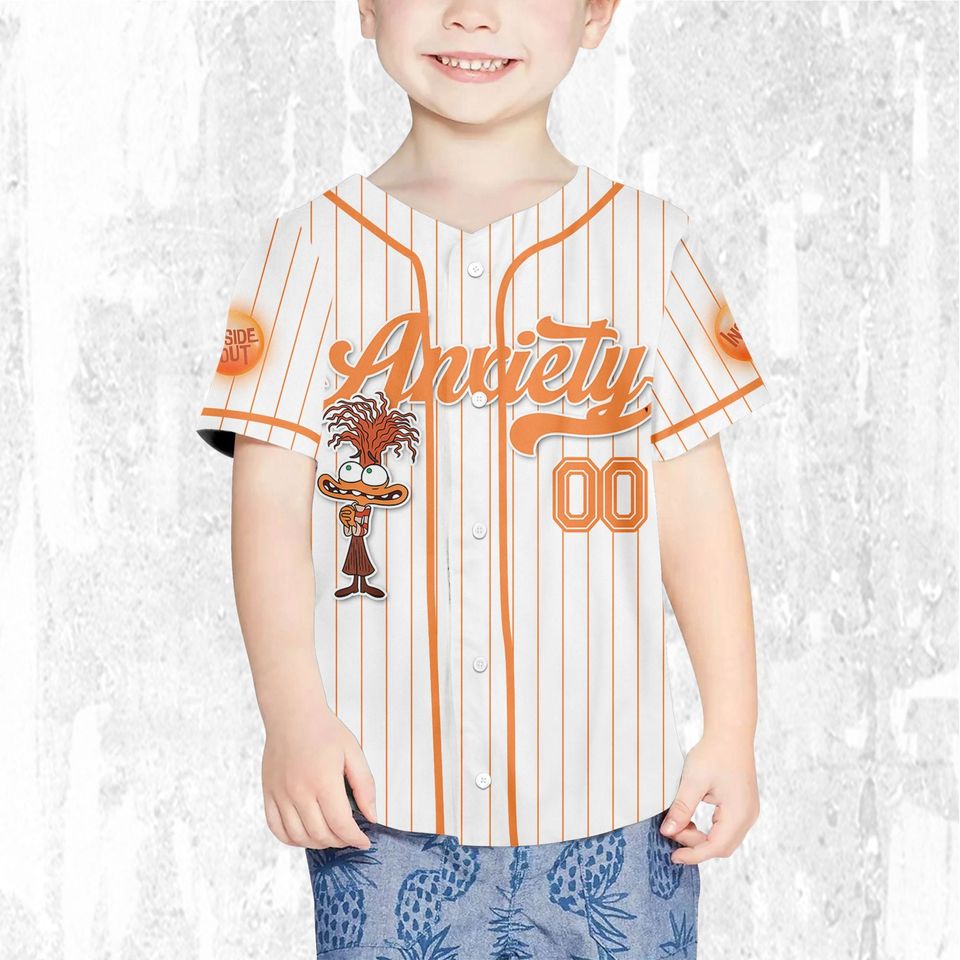 Custom Disney Inside Out Anxiety Simple Baseball Jersey, Disney Baseball Jersey