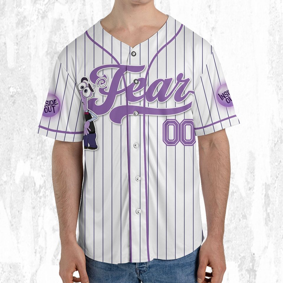 Custom Disney Inside Out Fear Simple Baseball Jersey, Disney Baseball Jersey