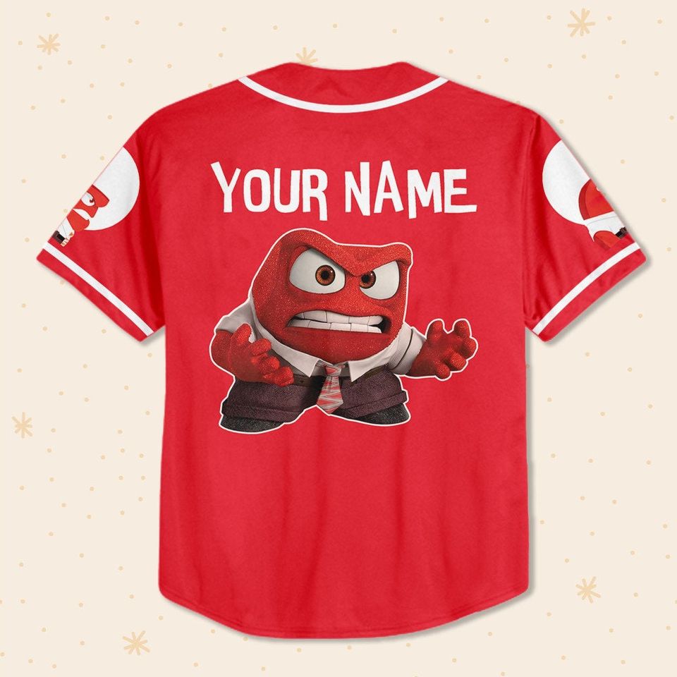 Personalized Disney Inside Out Anger Red, Disneyland Baseball Jersey