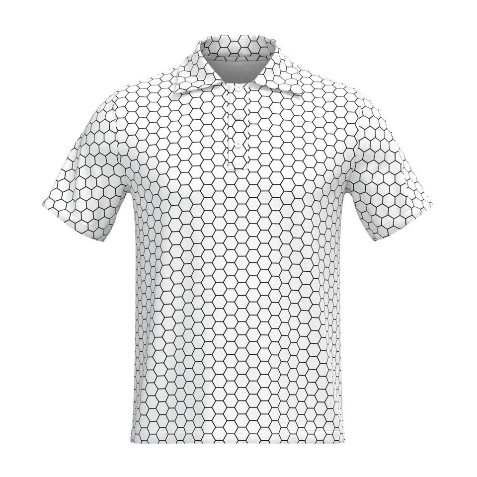 Black White Geometric Pattern Check Checker Box Houndstooth Triangle Hexagon Horizontal Diagonal Stripes Herringbone Collar Polo Tee