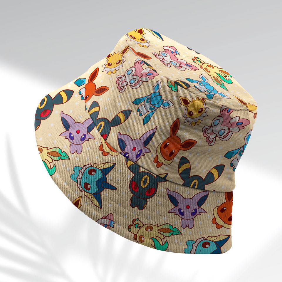 Eevee Evolution Bucket Hat, Evolution Bucket, Cute Hat, Anime Bucket, Eevee Gifts