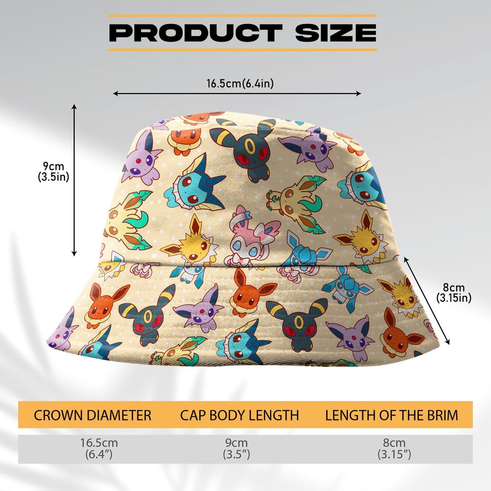 Eevee Evolution Bucket Hat, Evolution Bucket, Cute Hat, Anime Bucket, Eevee Gifts