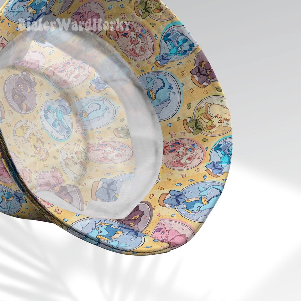 Eevee Evolution Bottle Bucket Hat, Evolution Bucket, Cute Hat, Anime Bucket, Eevee Evolution Gifts