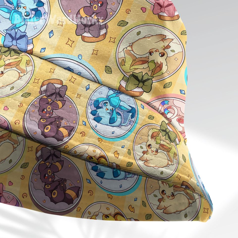 Eevee Evolution Bottle Bucket Hat, Evolution Bucket, Cute Hat, Anime Bucket, Eevee Evolution Gifts